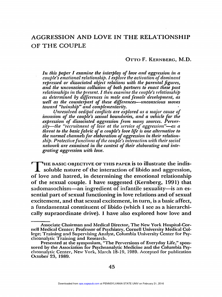 Love and Aggression in Relationships | PDF | Oedipus Complex | Intimate ...