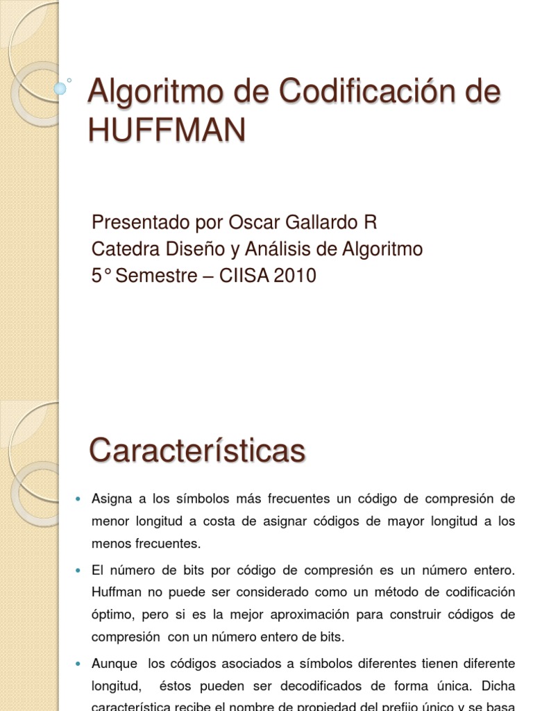 Algoritmo de Codificación Huffman | PDF | Algoritmos y Estructuras de ...