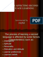 Factors Affecting Second Language Learning Power Point