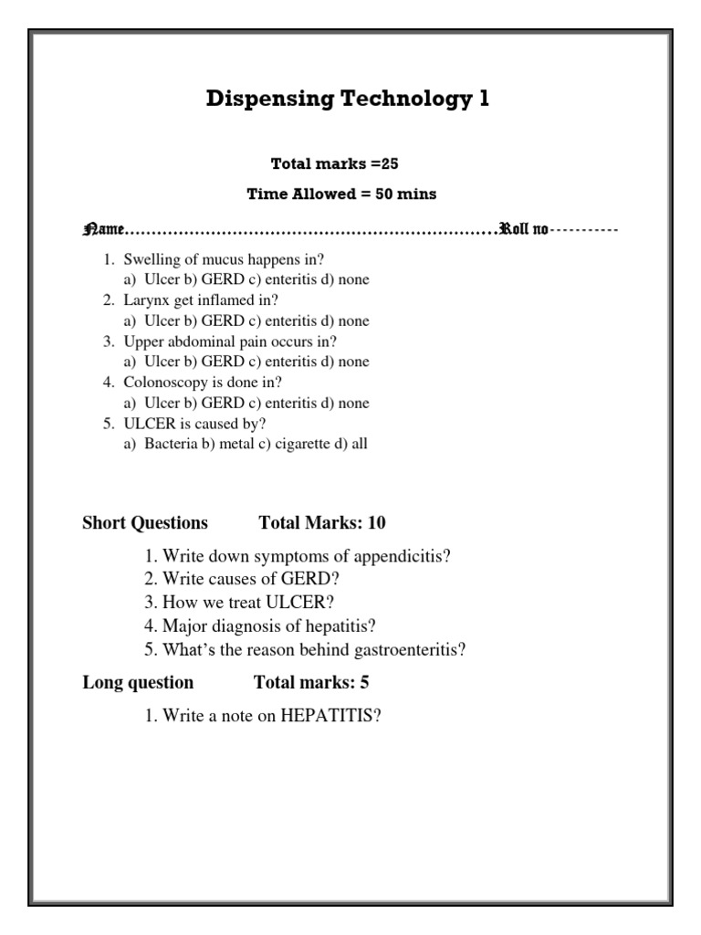 Dispensing Tech Test 2 | PDF | Science & Mathematics