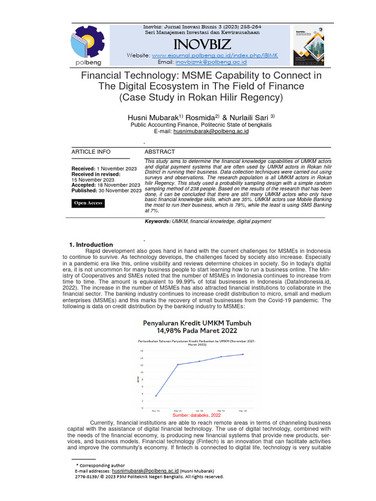 Financial Technology: MSME Capability To Connect in The Digital ...