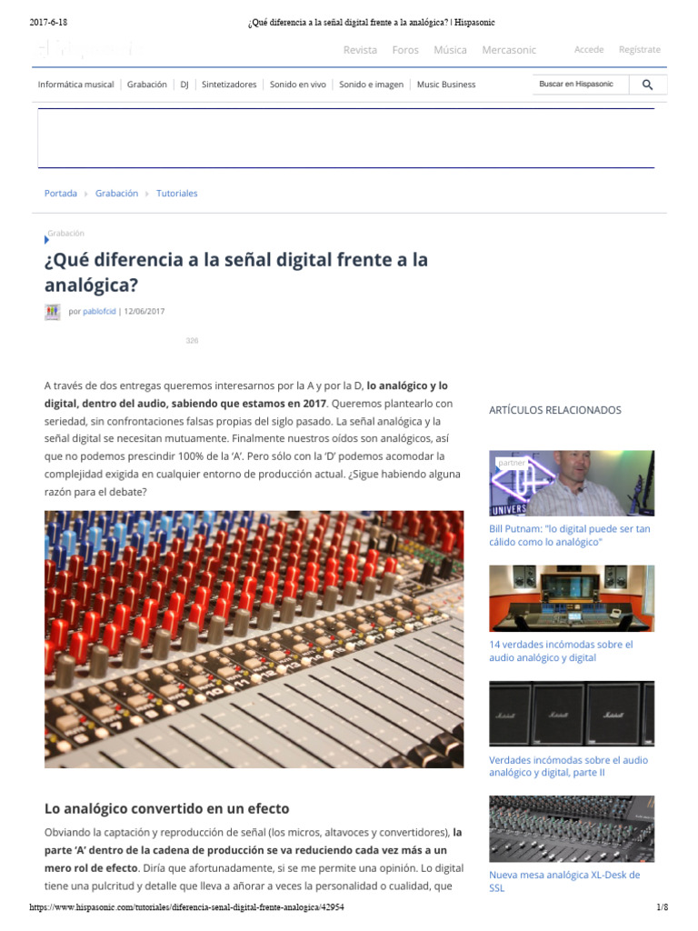 Diferencias entre señal digital y analógica | PDF | Muestreo ...