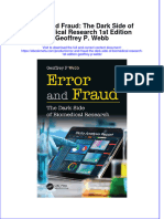 Download Error And Fraud The Dark Side Of Biomedical Research 1St Edition Geoffrey P Webb online ebook  texxtbook full chapter pdf 