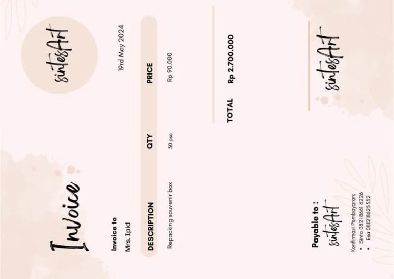 Invoice Sintesart | PDF