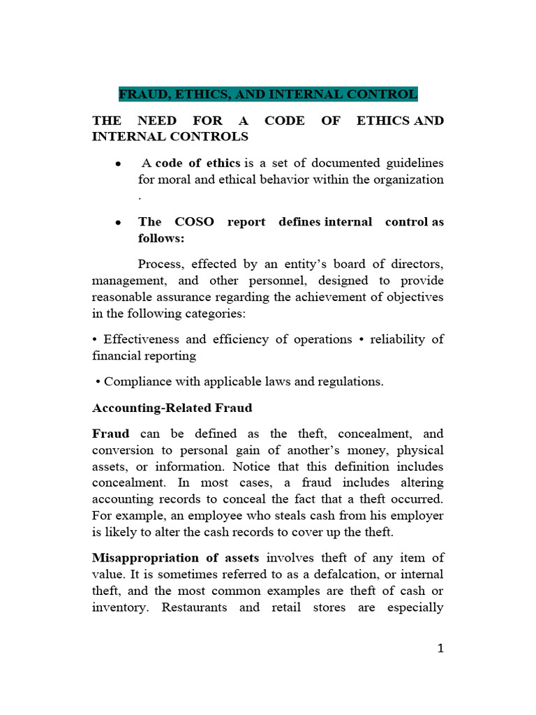 Fraud Prevention: Ethics & Internal Controls | PDF | Internal Control ...