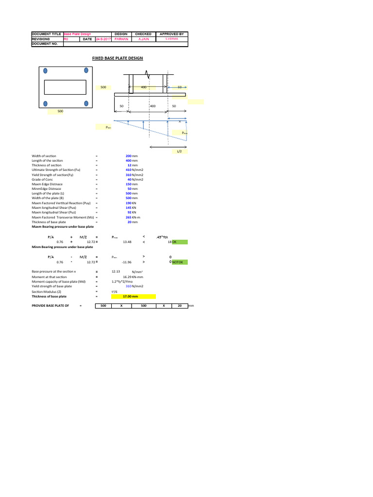 Base Plate and Bolt Design Analysis | PDF | Screw | Mechanics