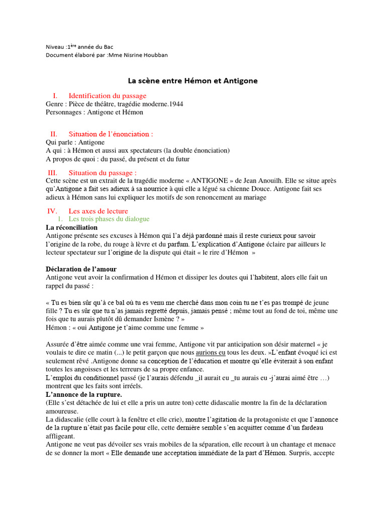 Scène d'adieu entre Antigone et Hémon | PDF | Poésie