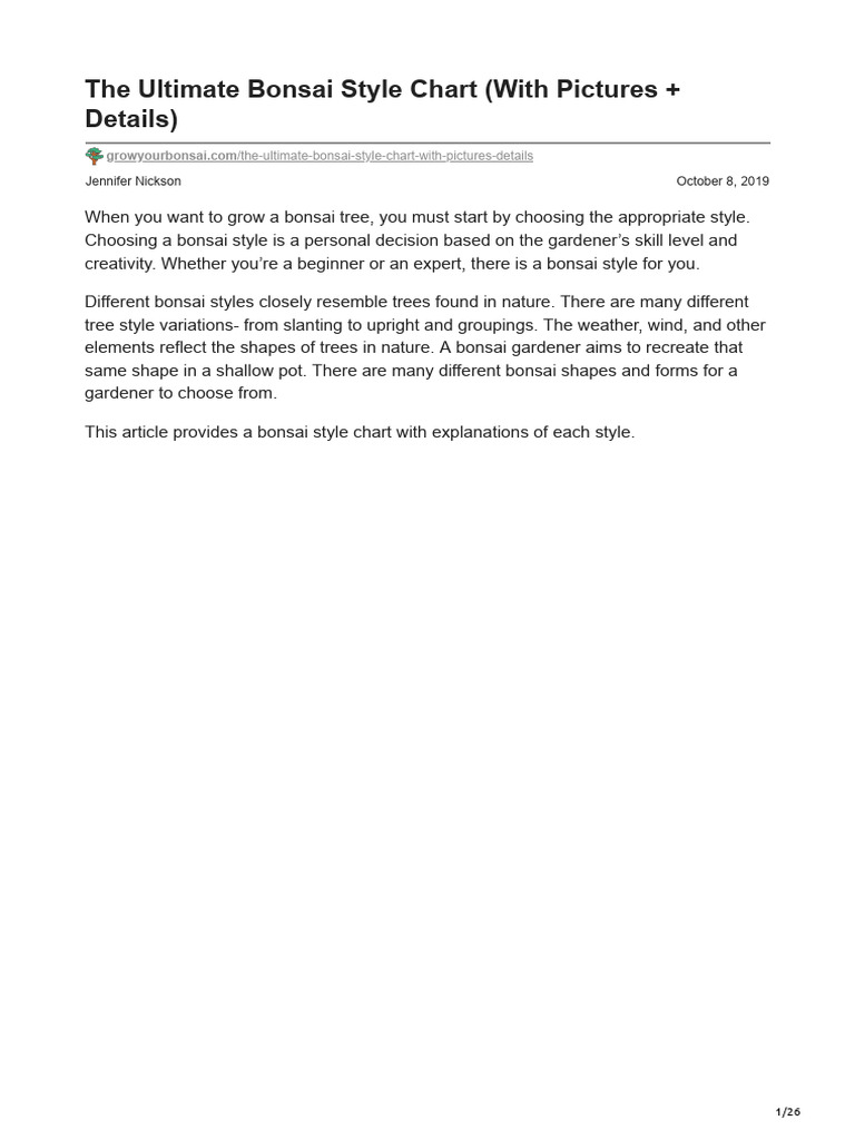 The Ultimate Bonsai Style Chart With Pictures Details PDF Trees