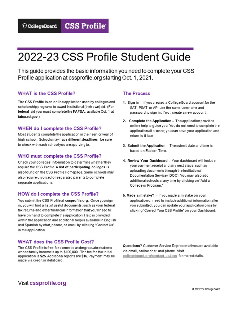 Css Profile Student Guide | PDF | Credit Card | Payments