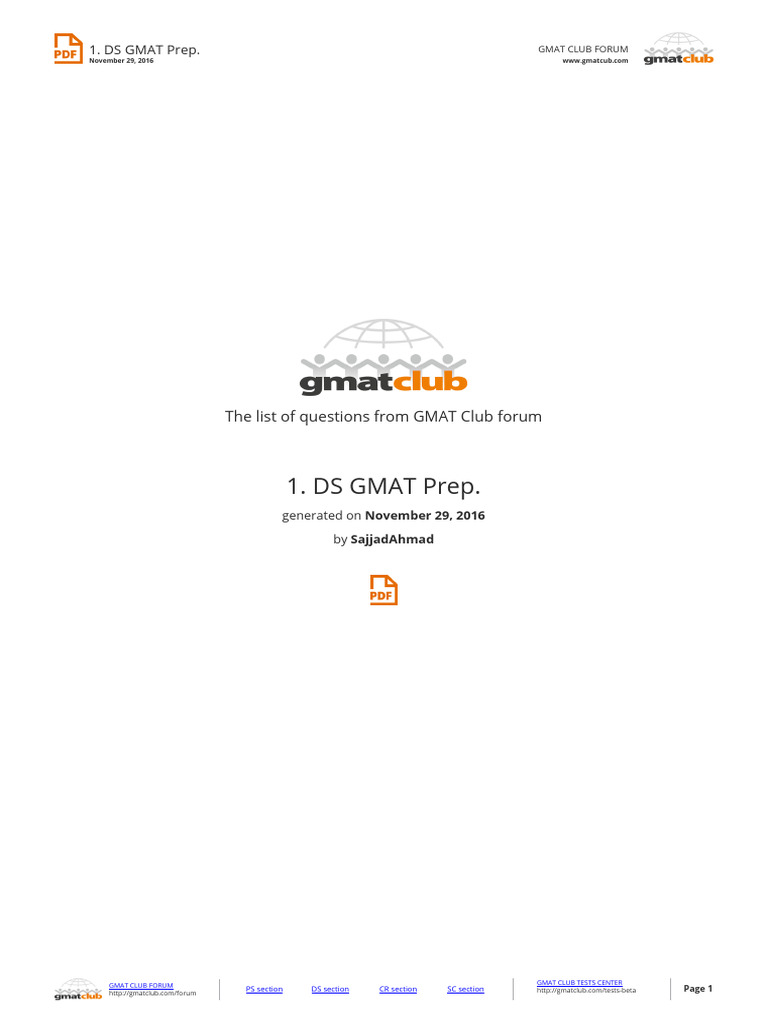 DS GMAT Prep | PDF | Graduate Management Admission Test | Circle