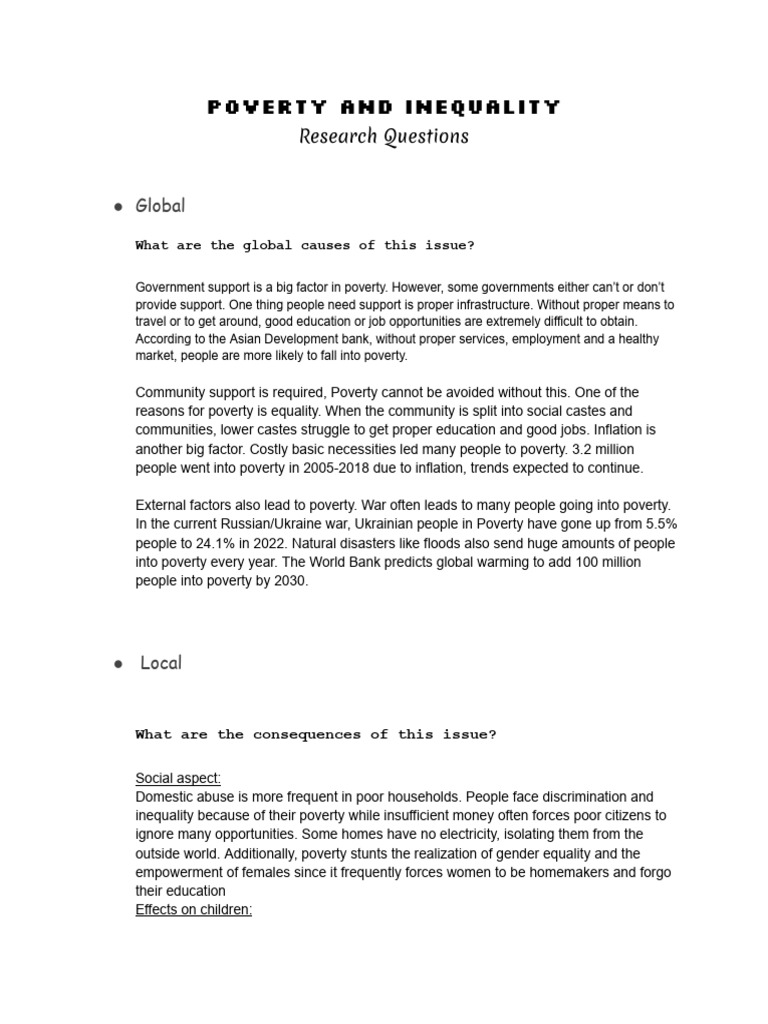 Global Causes of Poverty and Inequality | PDF | Poverty | Poverty ...