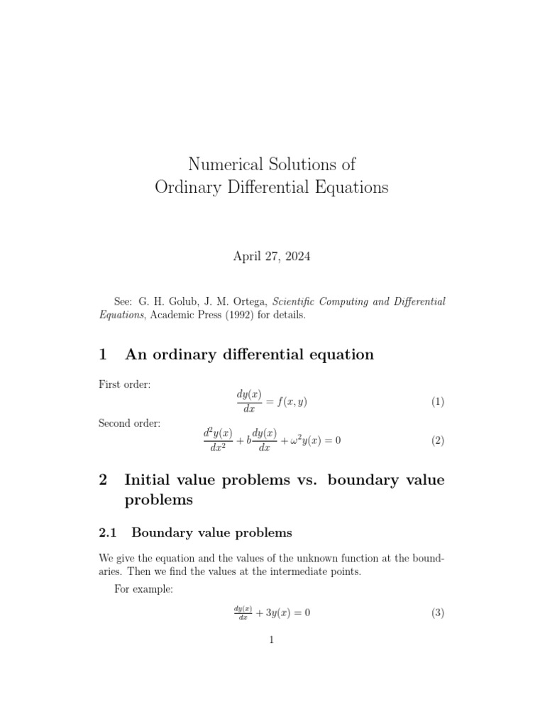 numsol_ode | PDF | Equations | Ordinary Differential Equation