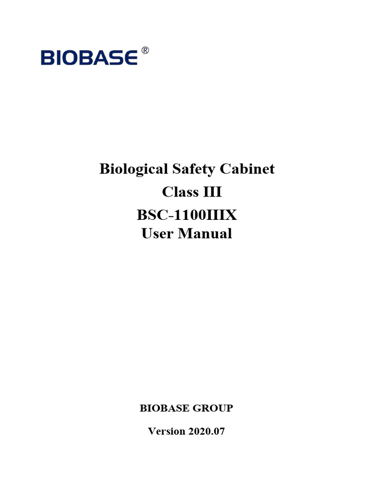 27 - Instruction For Use - BIOBASE Biosafety Cabinet BSC-1100IIIX | PDF ...