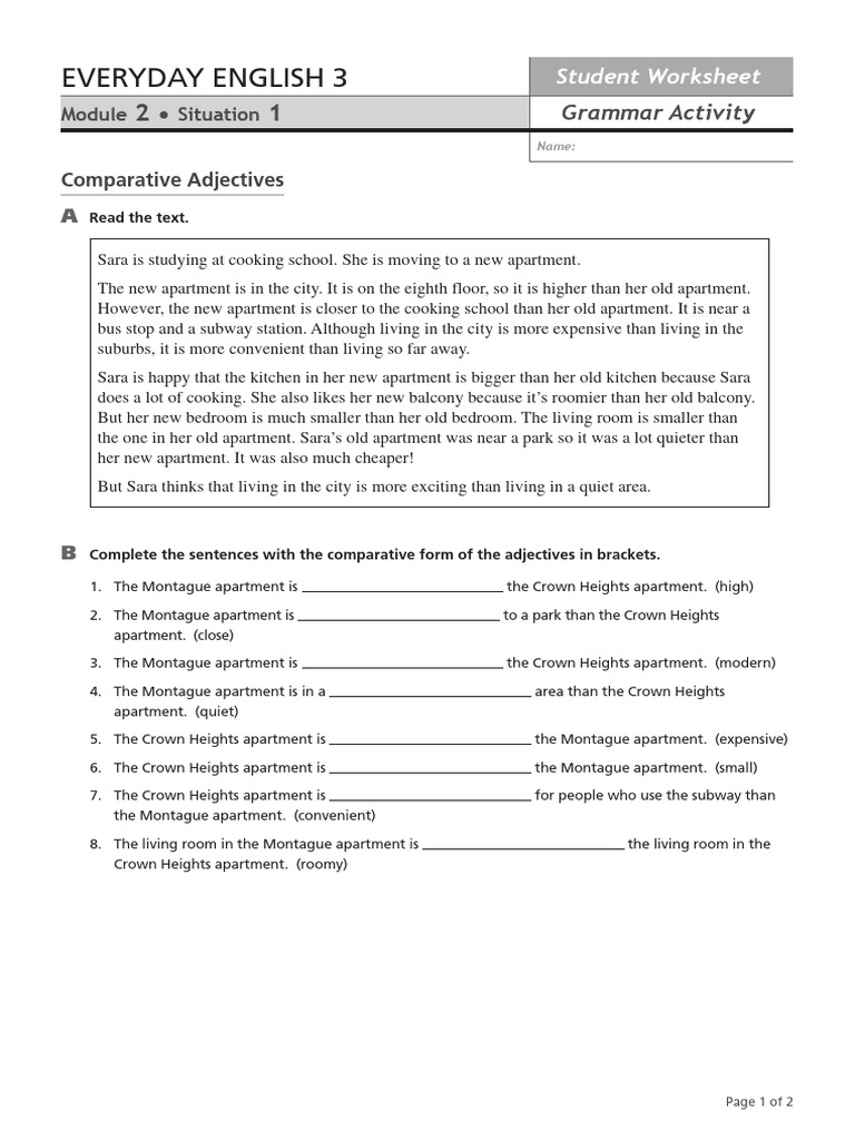 M02 - Grammar Exercises | PDF | Apartment