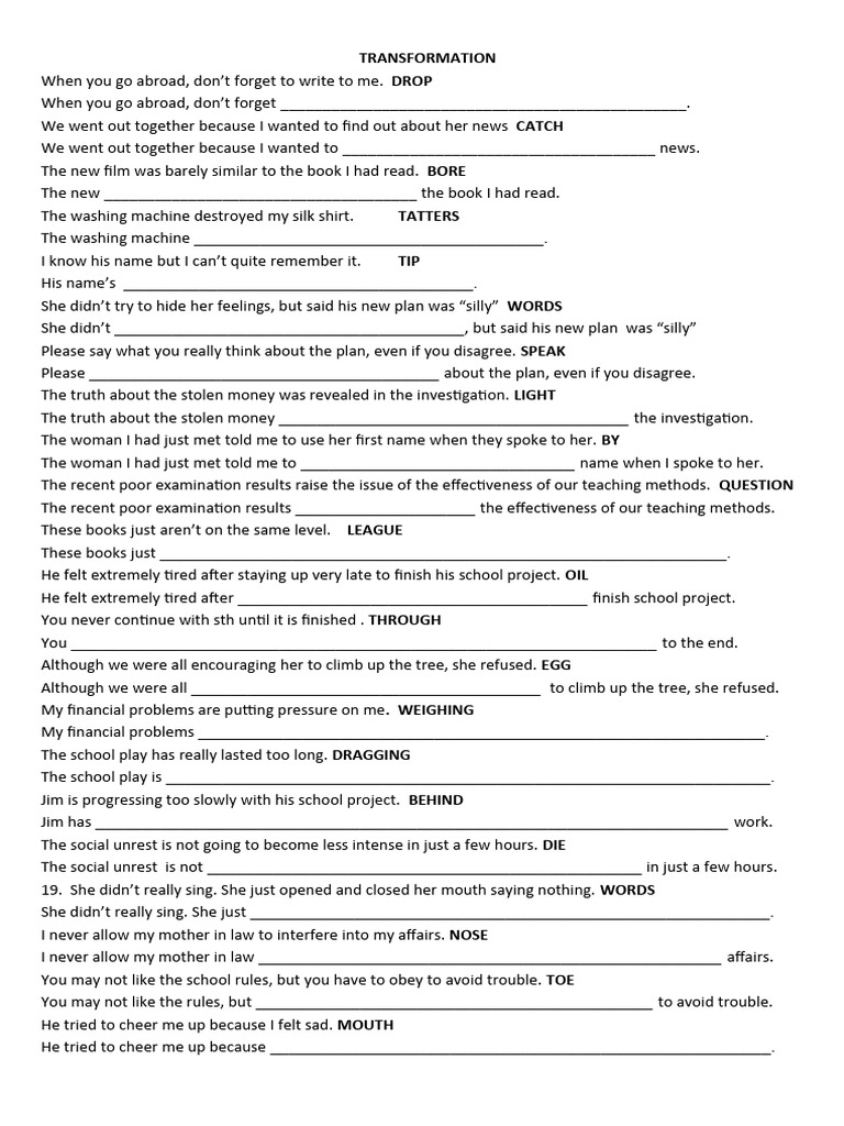 (Tailieudieuky - Com) 100 Sentence Transformations Questions PART 1 ...