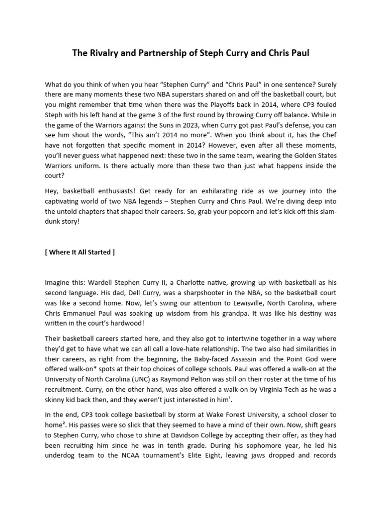 The Rivalry and Partnership of Steph Curry and Chris Paul | PDF | Ball