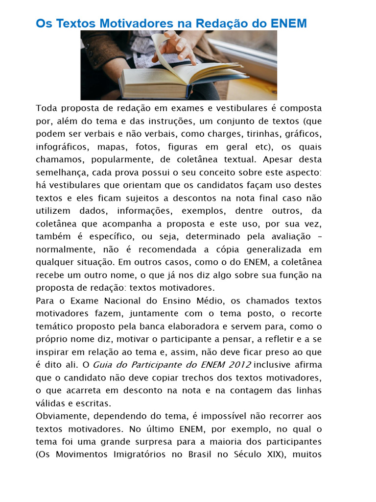 Textos Motivadores no ENEM: Guia Prático | PDF | Carreira e Crescimento