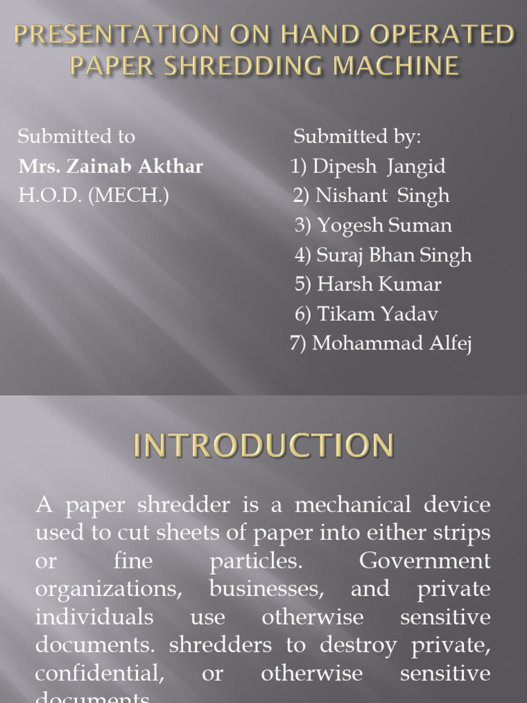 Paper Shredder Machine PPT (PDF) | PDF