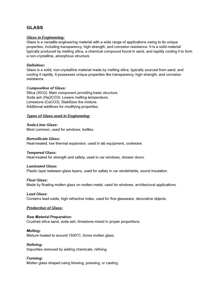 Glass 1 Pdf Glasses Silicon Dioxide
