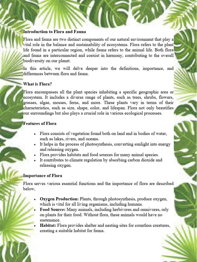 Introduction To Flora And Fauna Pdf Ecology Ecosystem