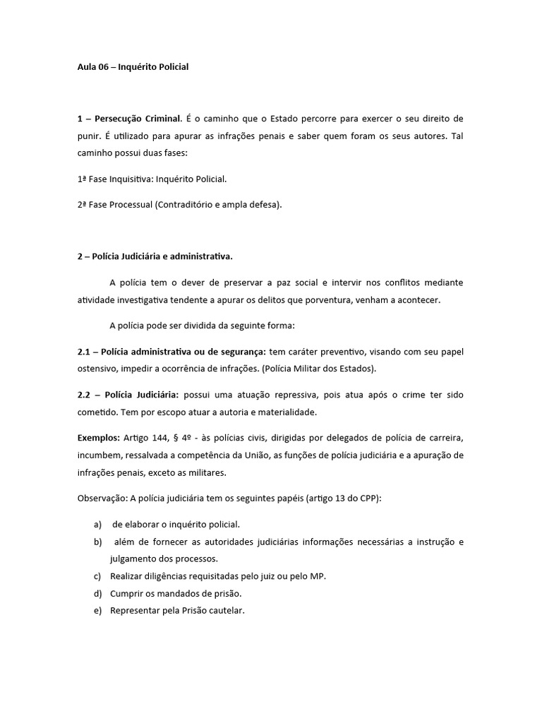 Inquérito Policial: Estrutura e Funções | PDF | Judiciários | Direito ...