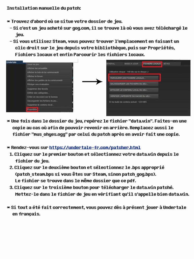 Patch Français pour Undertale : Guide d'Installation | PDF