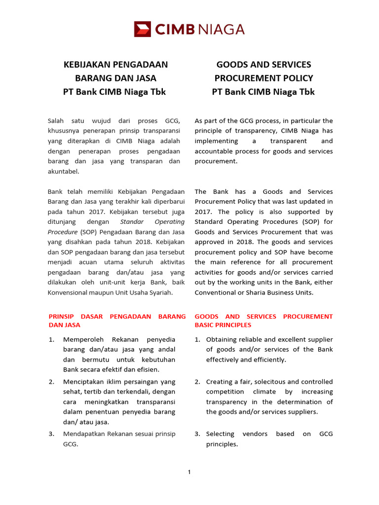 Kebijakan Pengadaan Barang dan Jasa | PDF