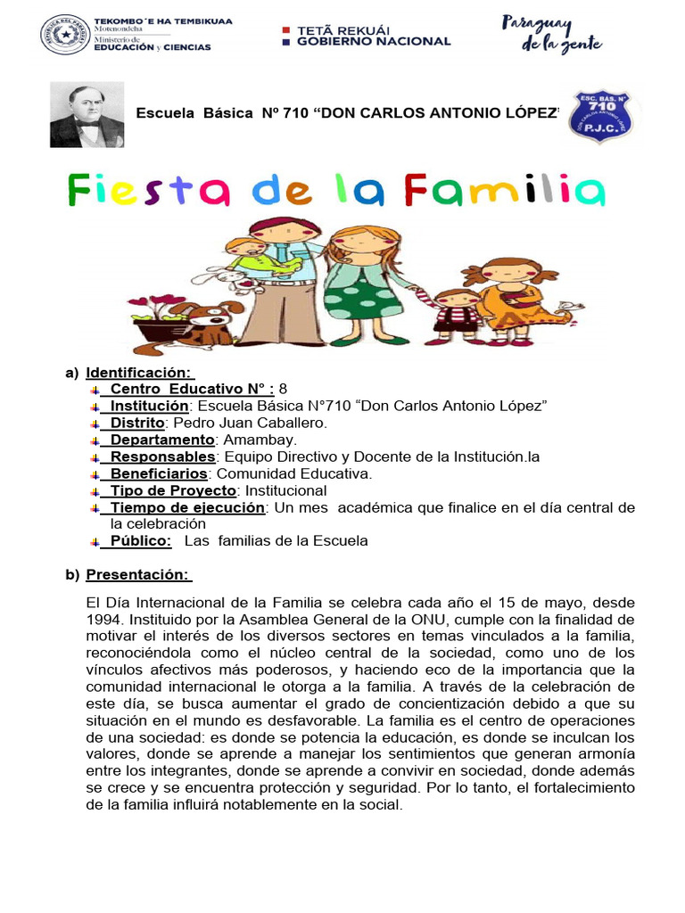 Proyecto de Celebración del Día de la Familia | PDF | Amor | Familia