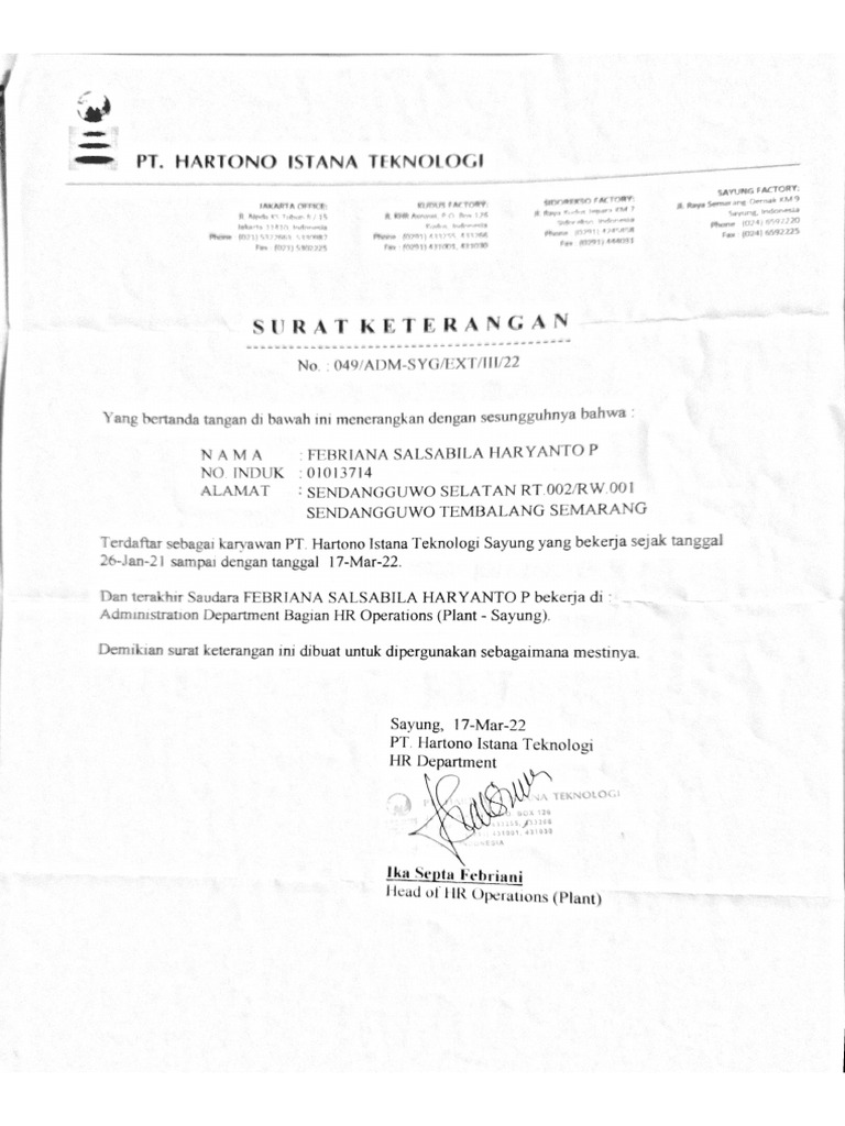 Contoh Paklaring | PDF