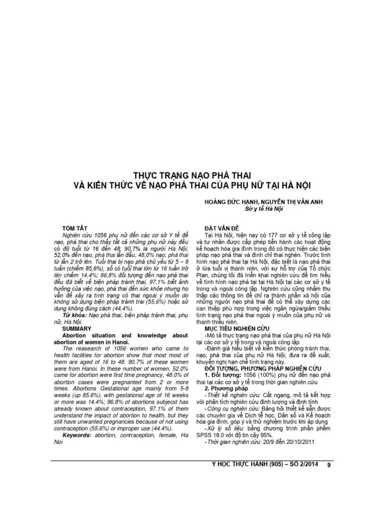 TH C TR NG N o Phá Thai Và Kiên TH C PDF | PDF