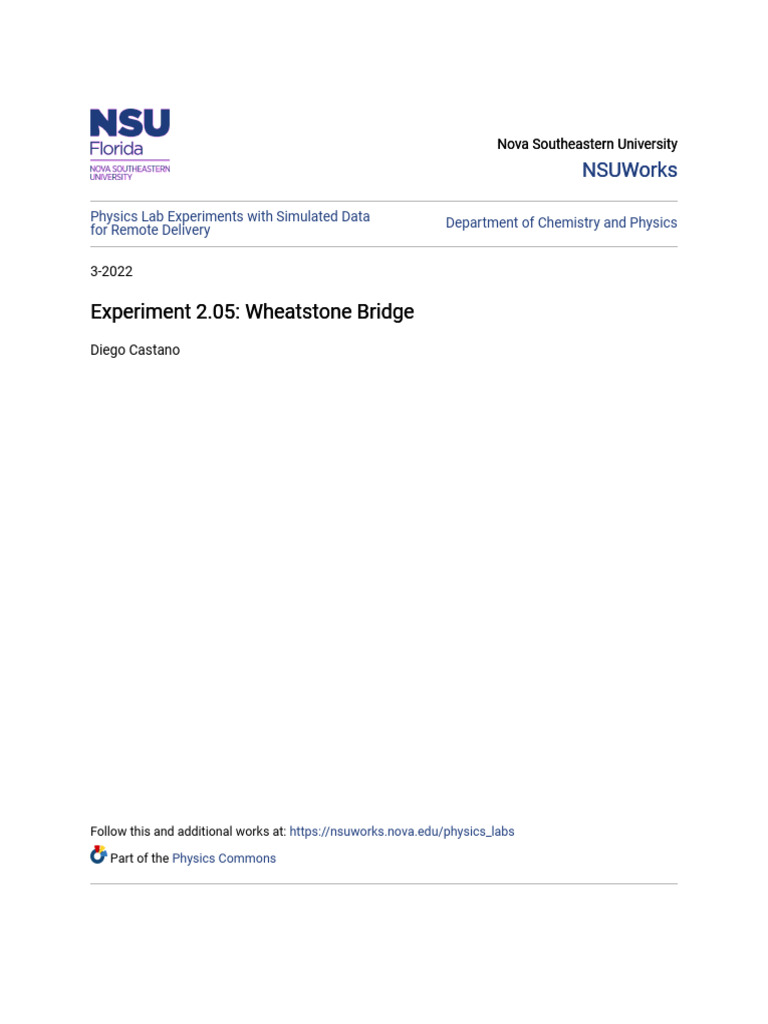 Wheatstone Bridge Experiment Guide | PDF | Resistor | Electronics