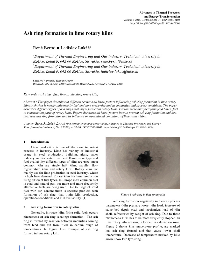 Ash Ring Formation in Lime Rotary Kilns | PDF | Magma | Phase (Matter)