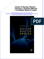 Ebook Fundamentals of Nuclear Reactor Physics Instructor S Solution Manual Solutions 1St Edition Elmer E Lewis Online PDF All Chapter