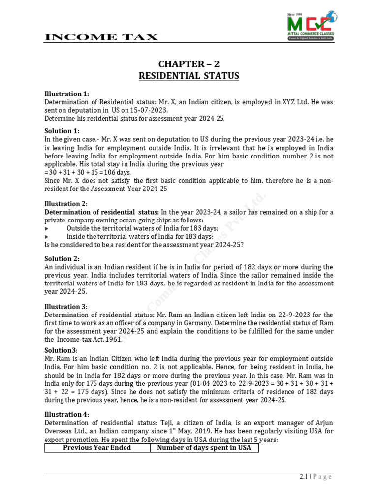 Determining Residential Status in India | PDF | Dividend | Income Tax