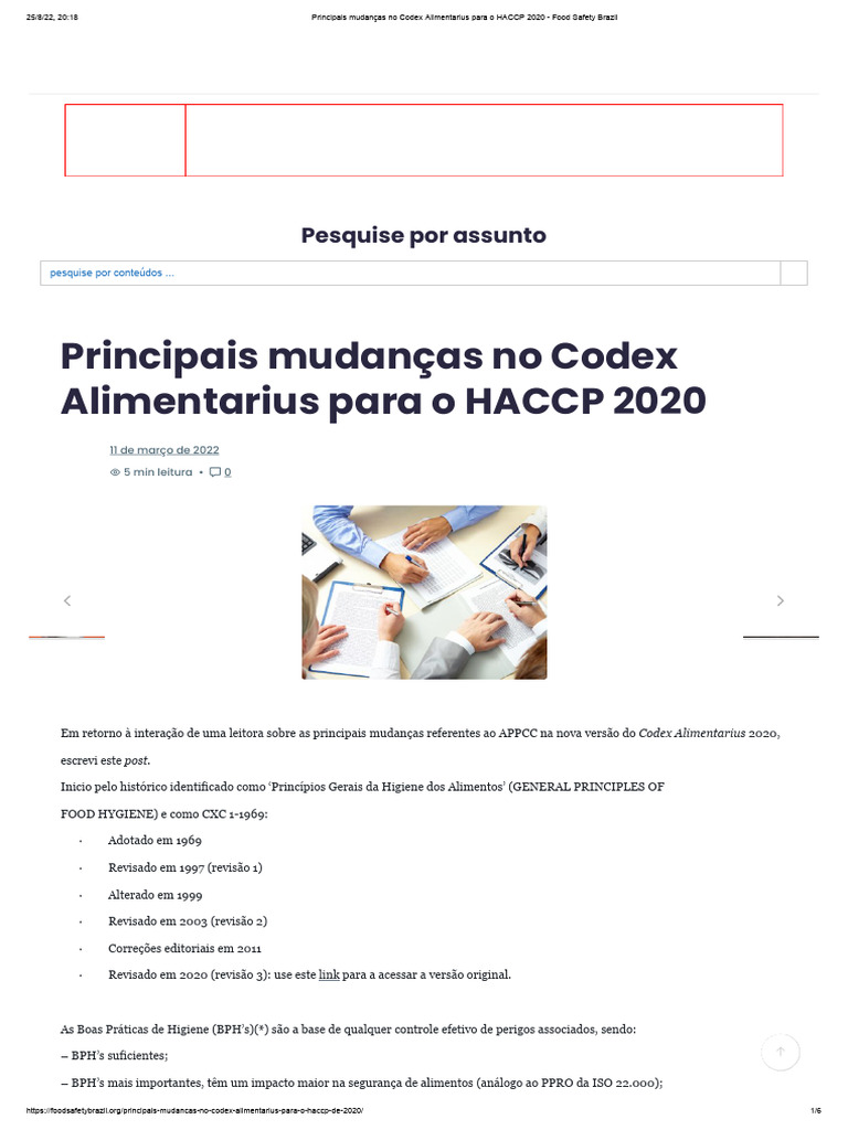 Mudanças no Codex Alimentarius HACCP 2020 | PDF | Análise de perigos e ...
