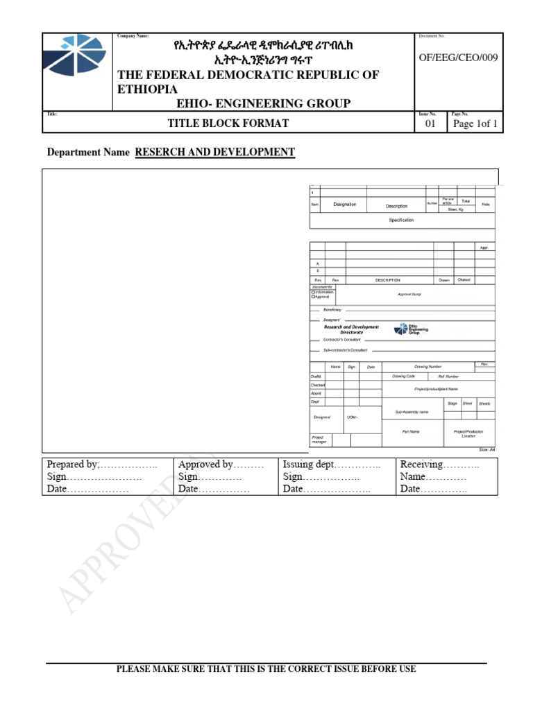 Of Eeg RD 09 Title Block Format | PDF