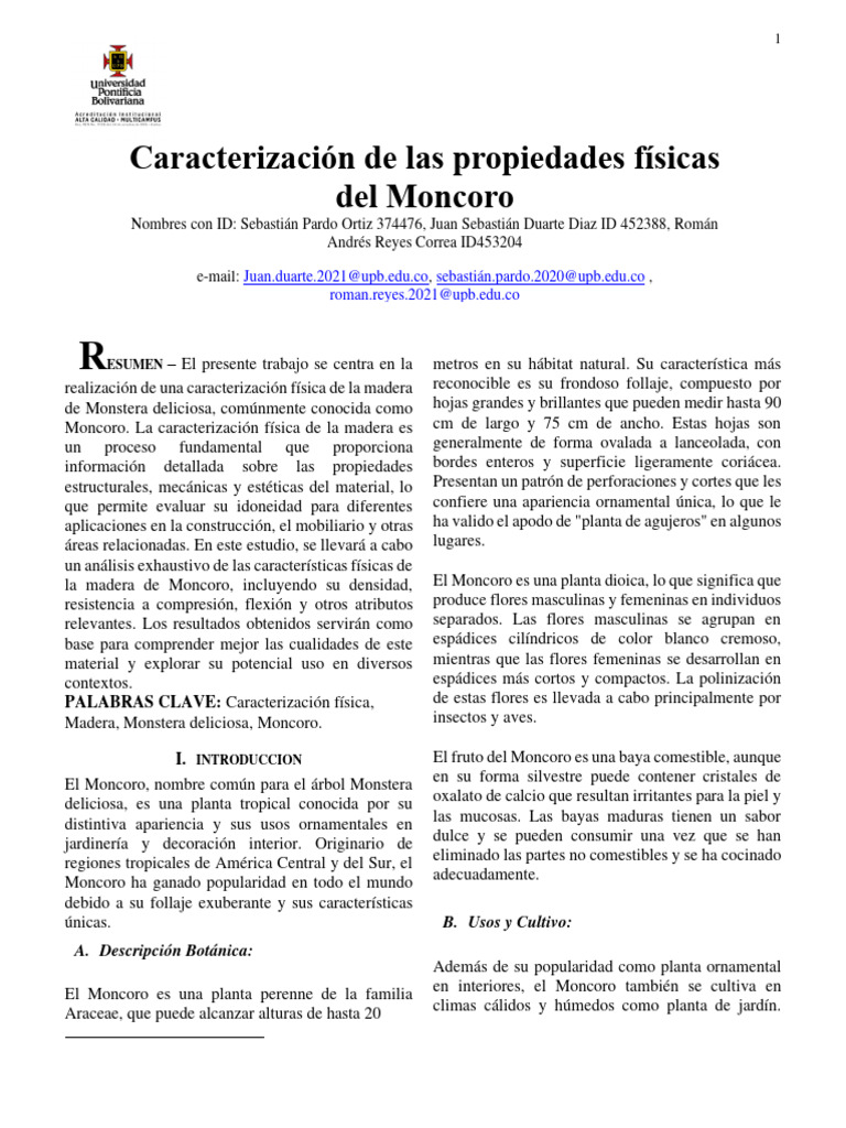 Caracterización de la madera Moncoro | PDF | Deformación (ingeniería ...