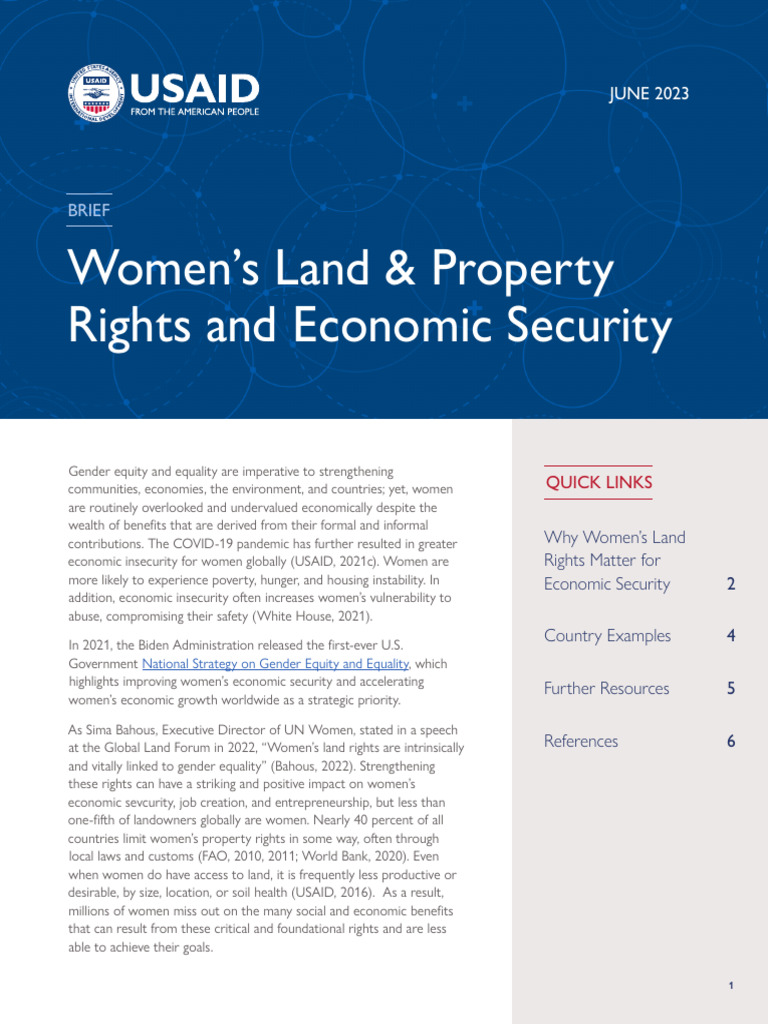Women's Land Rights & Economic Security | PDF | United States Agency ...