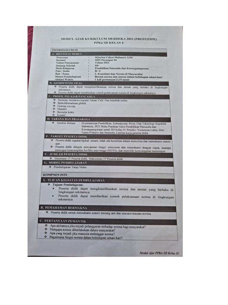 Modul Ajar Kelas 4 Pdf