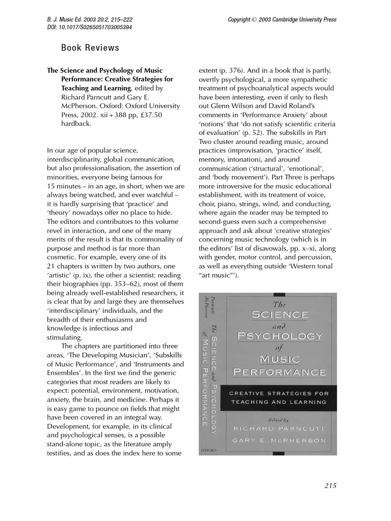 The Science and Psychology of Music Perf | PDF | Essays | Reason
