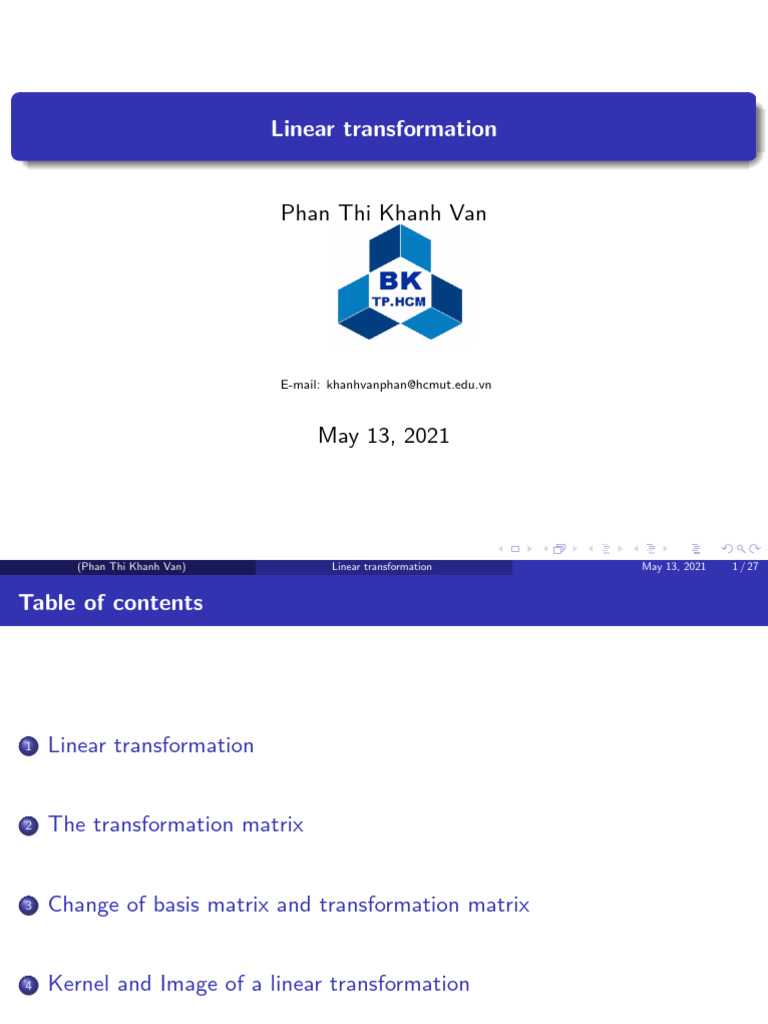 Chapter 4 Linear Transformation | PDF | Linear Map | Matrix (Mathematics)