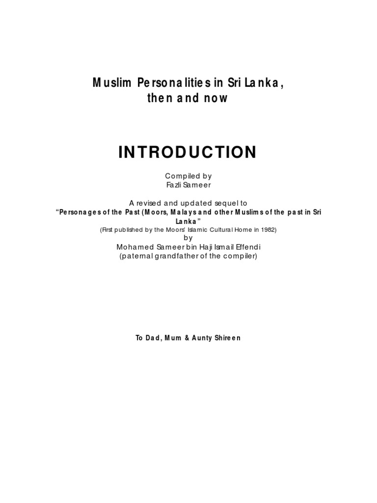 Muslim Personalities in Sri Lanka | PDF | Sri Lanka | Arabs