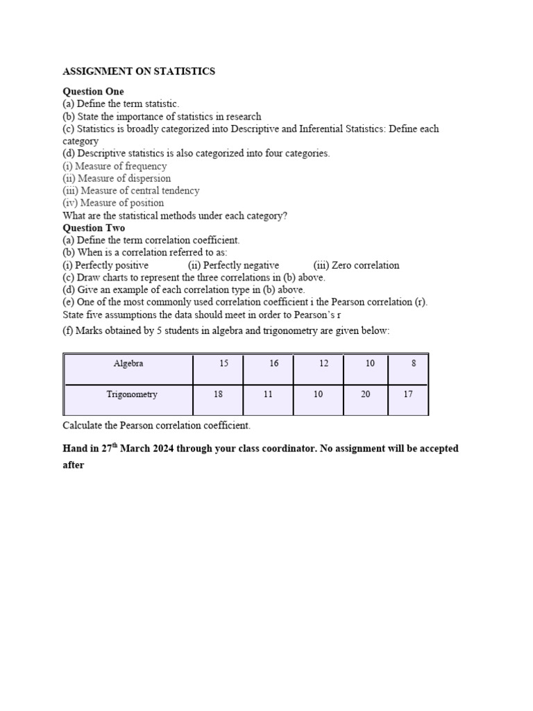 Statistics Assignment: Key Concepts & Methods | PDF