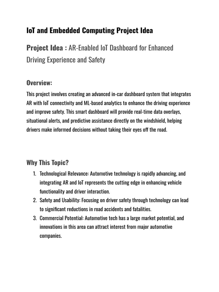 AR IoT Dashboard for Safer Driving | PDF | Internet Of Things ...