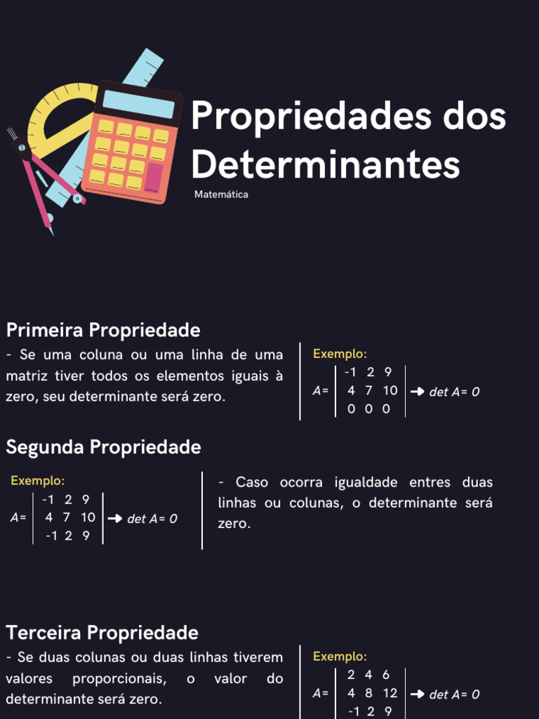 Propriedades dos Determinantes | PDF | Determinante | Matriz (Matemática)