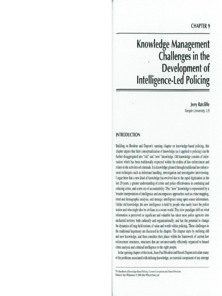 Knowledge management challenges in the development of intelligence led