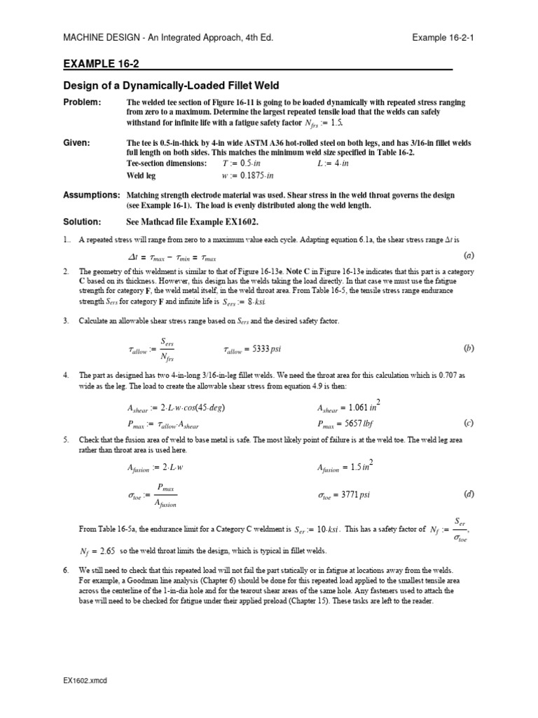 Dynamic Fillet Weld Design Example | PDF | Strength Of Materials ...