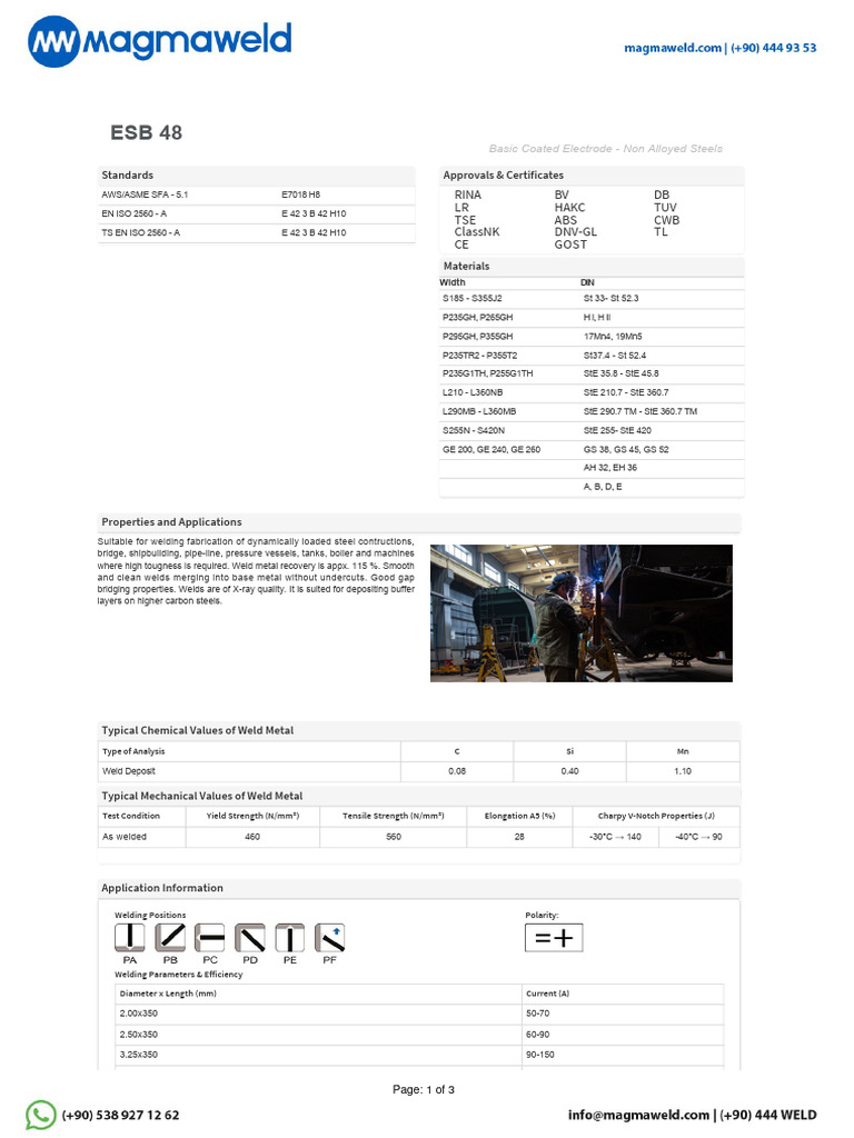 E7018 H8 Electrode Specifications | PDF | Welding | Construction