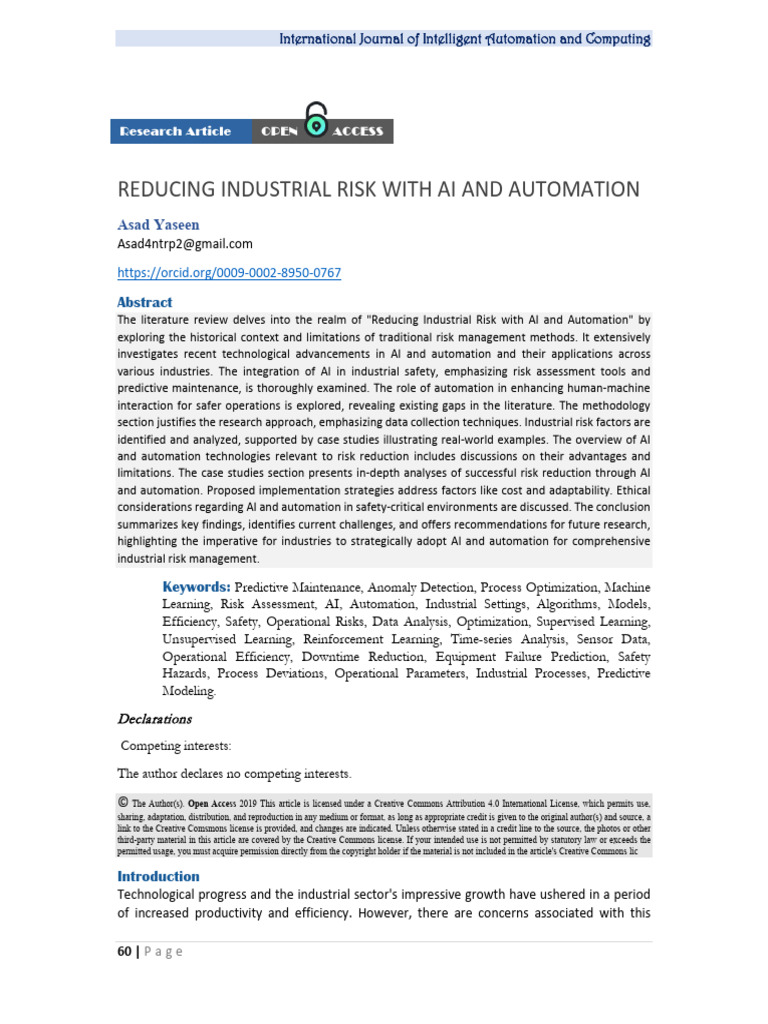 08-Reducing Industrial Risk With AI and Automation | PDF | Artificial ...
