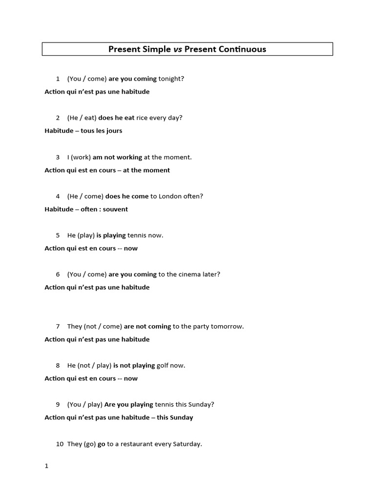 Present Simple Vs Present Continuous Correctiffffffffffffff | PDF
